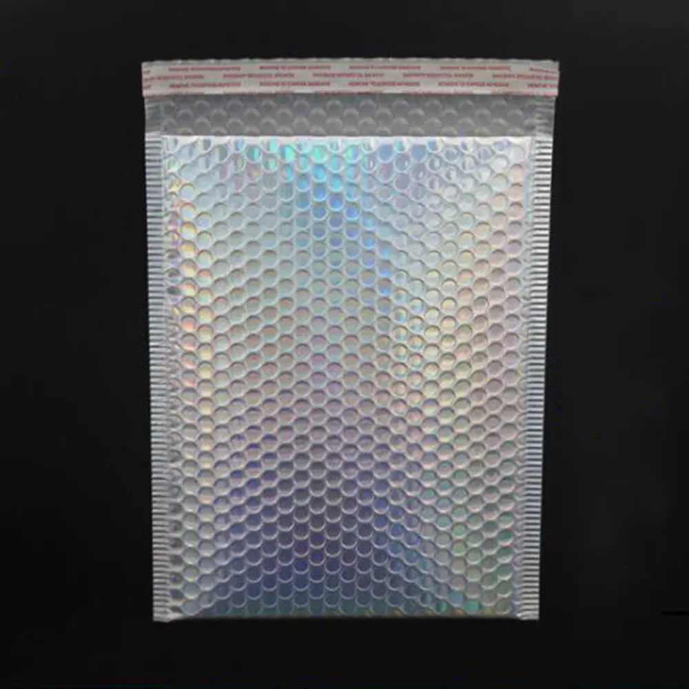 20 Pcs Aluminum Foil Bubble Mailer Rainbow Laser Packaging Padded Shipping Envelopes Gift Bubble Bag Self Adhesive Courier Bag