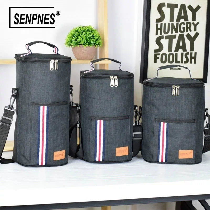 Multi-Layer 2.8 L Insulated Barrel Long Lunch Box Bag