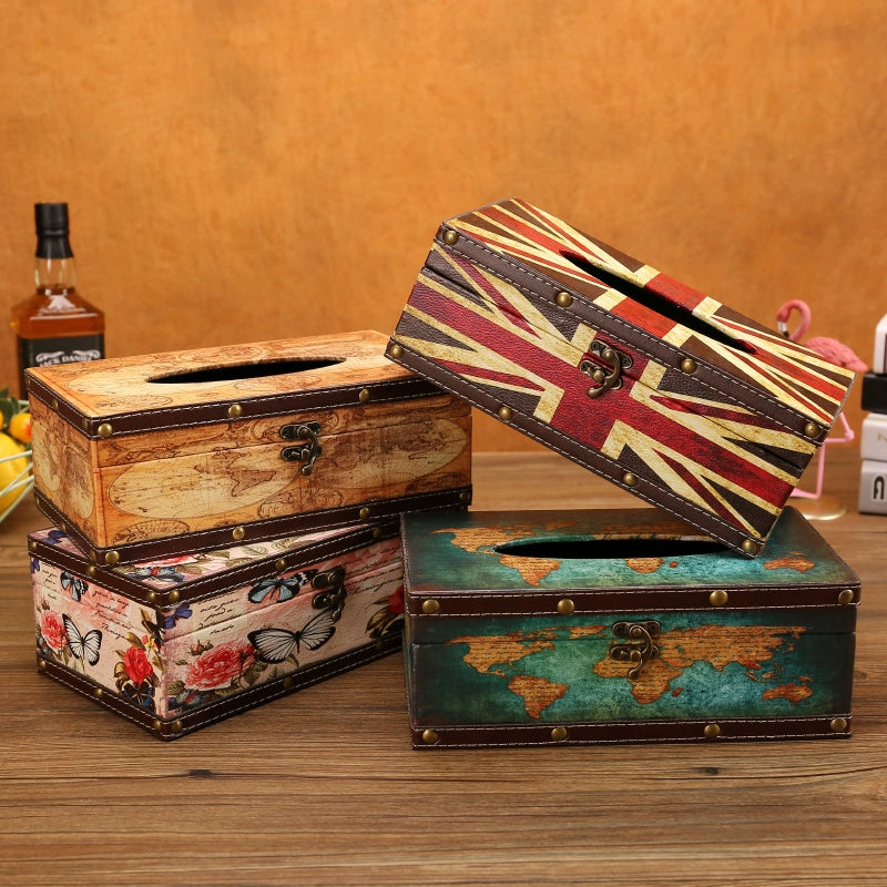 Cute Restaurant High-End American Retro Wooden Tissue Box