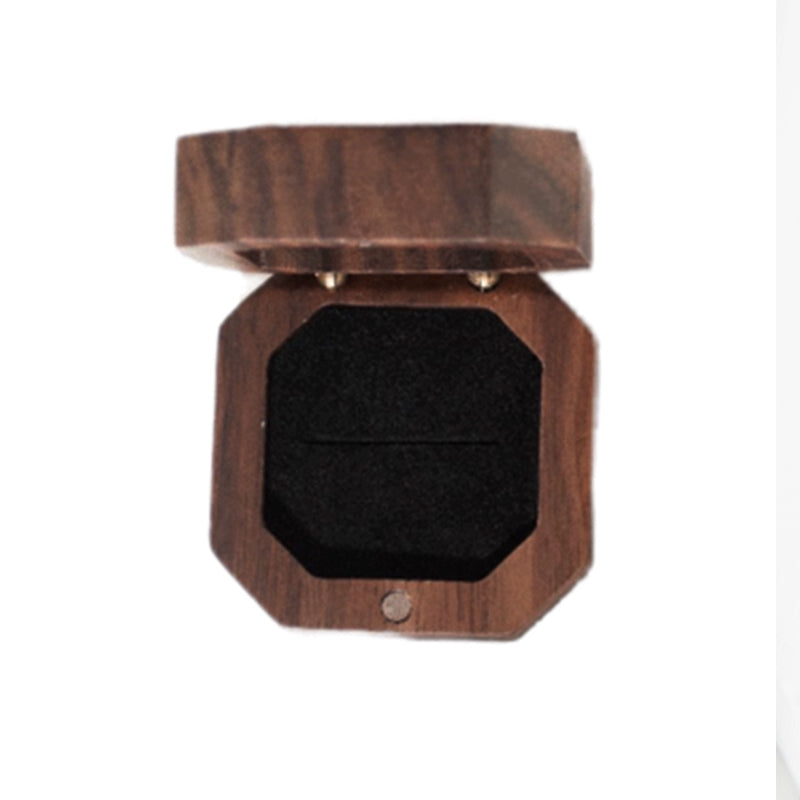 Engagement Ring Box Walnut Ultra Small Portable Fancy Mini Engagement Creative Wedding Retro Single Ring Box