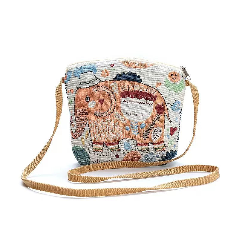 High School Student Campus Partysu Embroidered Elephant Schoolbag