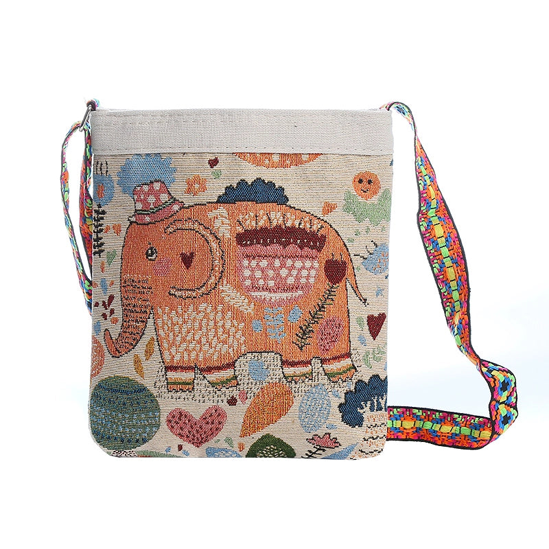 High School Student Campus Partysu Embroidered Elephant Schoolbag