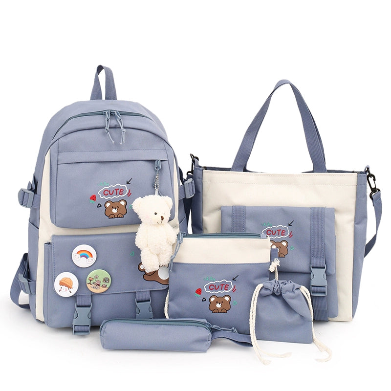 Backpack Junior High School Female Canvas Primary School Student Schoolbag