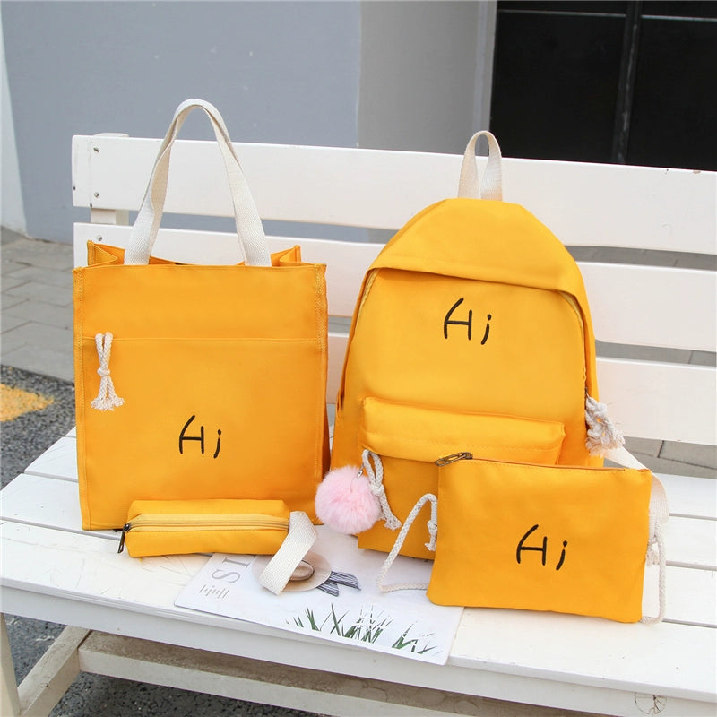 Backpack Junior High School Female Canvas Primary School Student Schoolbag