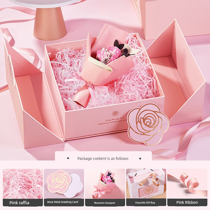 Exquisite Pink Birthday Lipstick Fancy Hand Gift Box