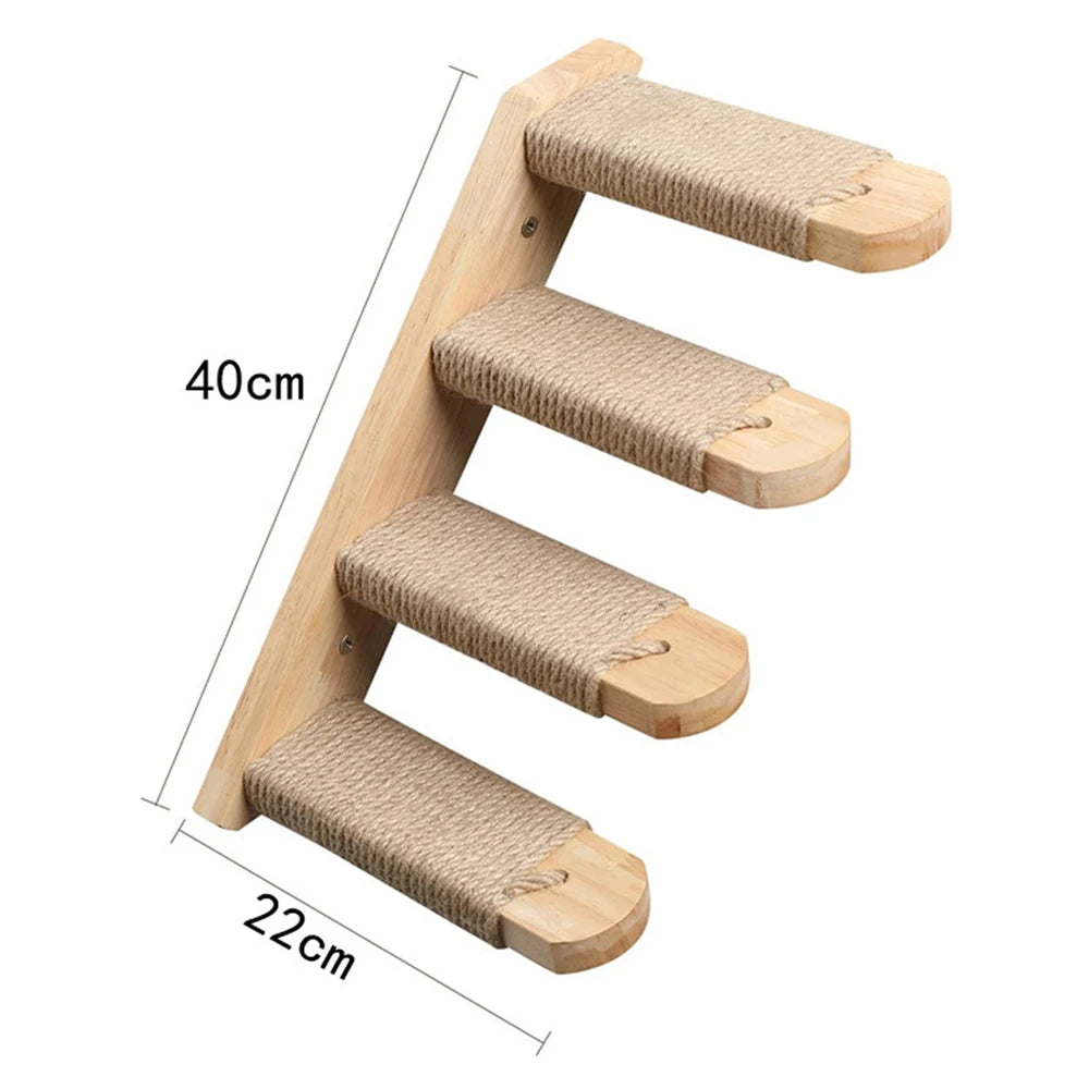 Wall-mounted Multiple Combination Cat Shelf Hammock With Sisal Cat Grab Post Ladder And Cat Pedal Jump Platform Cat House