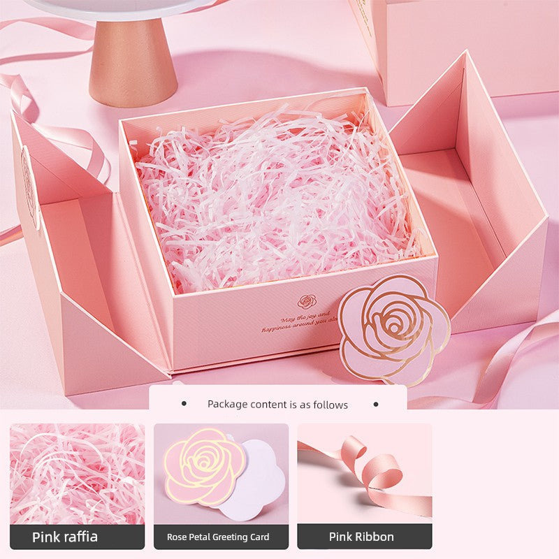 Exquisite Pink Birthday Lipstick Fancy Hand Gift Box