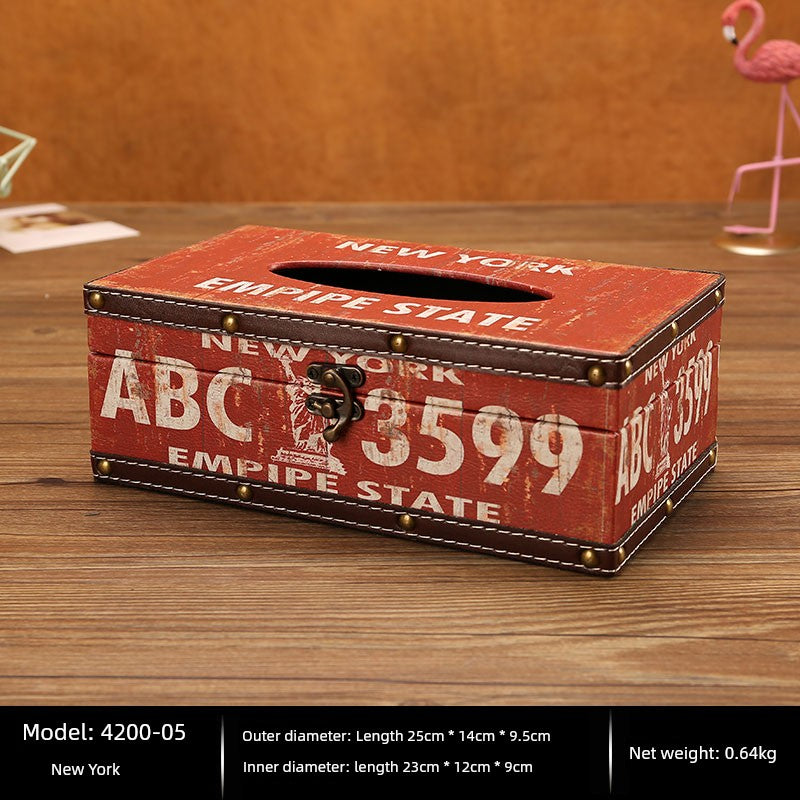 Cute Restaurant High-End American Retro Wooden Tissue Box