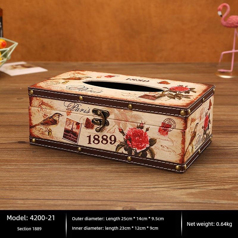 Cute Restaurant High-End American Retro Wooden Tissue Box