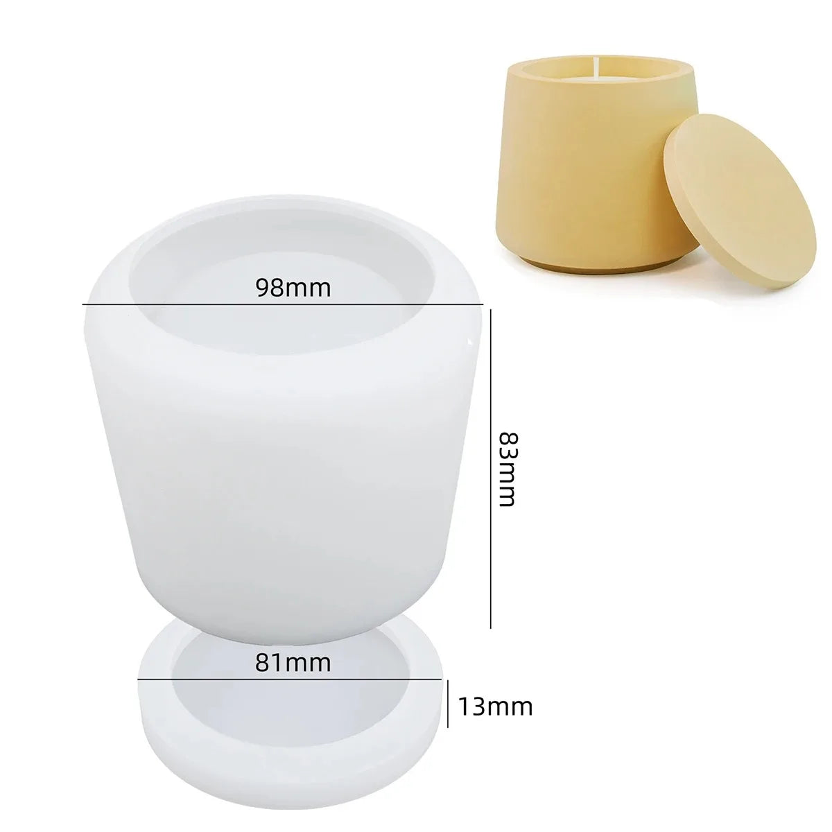 Round Candle Jar Silicone Mold DIY With Lid Jewelry Storage Box Craft Making Plaster Epoxy Resin Vase Casting Molds Home Decor