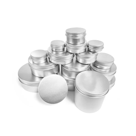 5ml-250ml Aluminum Tin Jars Round Silver Cosmetic Containers With Screw Thread Lid for Lip Balm Face Cream Candle Tea Cans Box