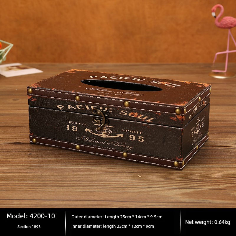 Cute Restaurant High-End American Retro Wooden Tissue Box