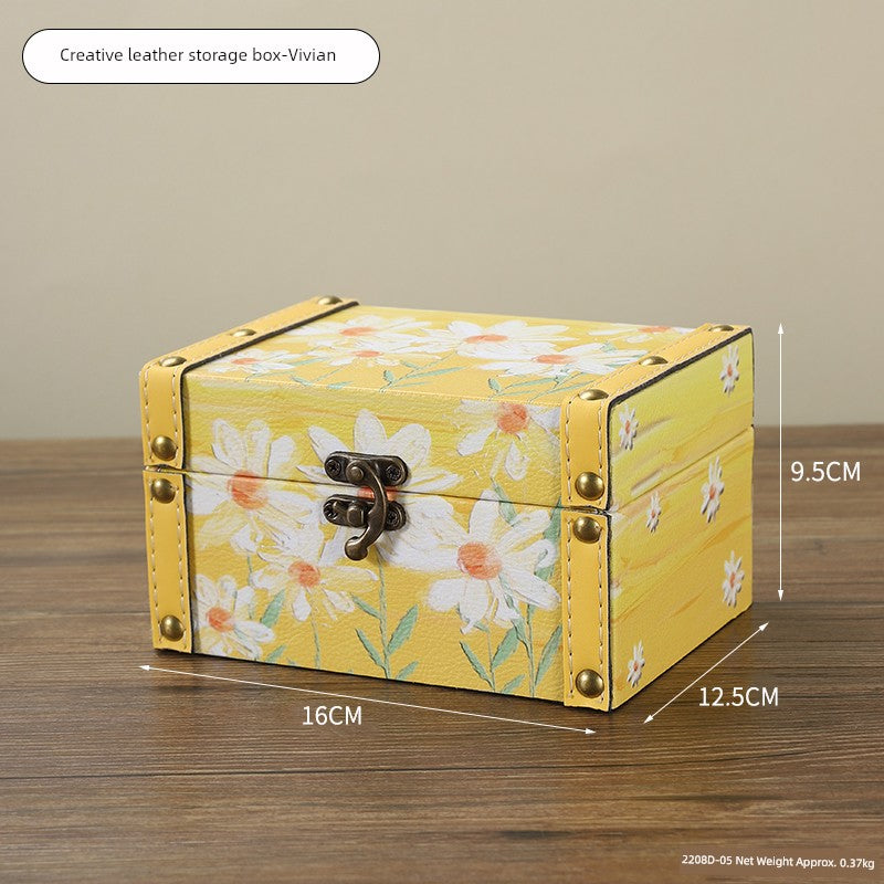 European Style Retro Exquisite Wooden Children's Jewelry Box