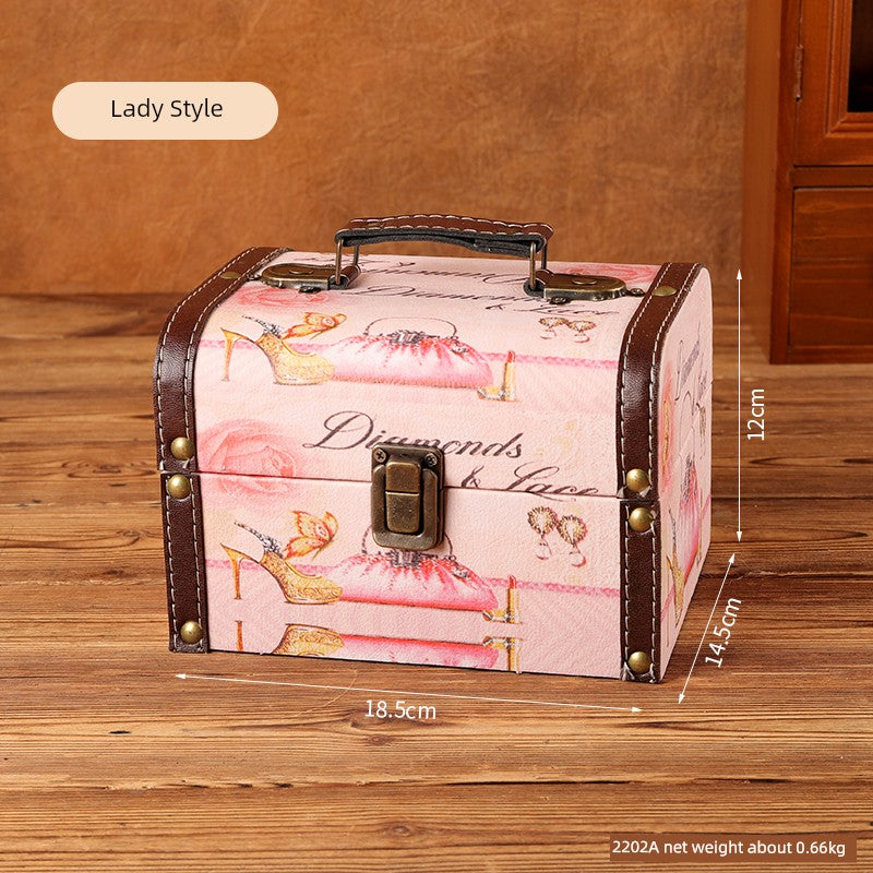 European Style Retro Exquisite Wooden Children's Jewelry Box