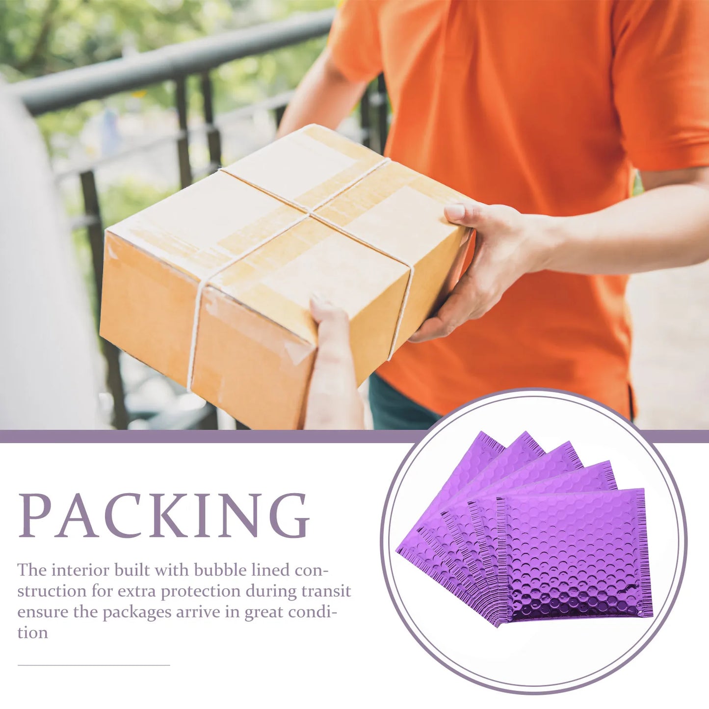 20Pcs Holographic Bubble Mailer Purple Mailing Envelope Waterproof Courier Bag Padded Bubble Envelopes Pack Bag NEW for Shipping