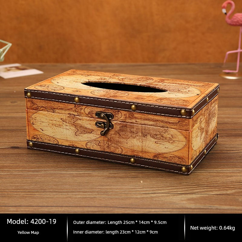 Cute Restaurant High-End American Retro Wooden Tissue Box