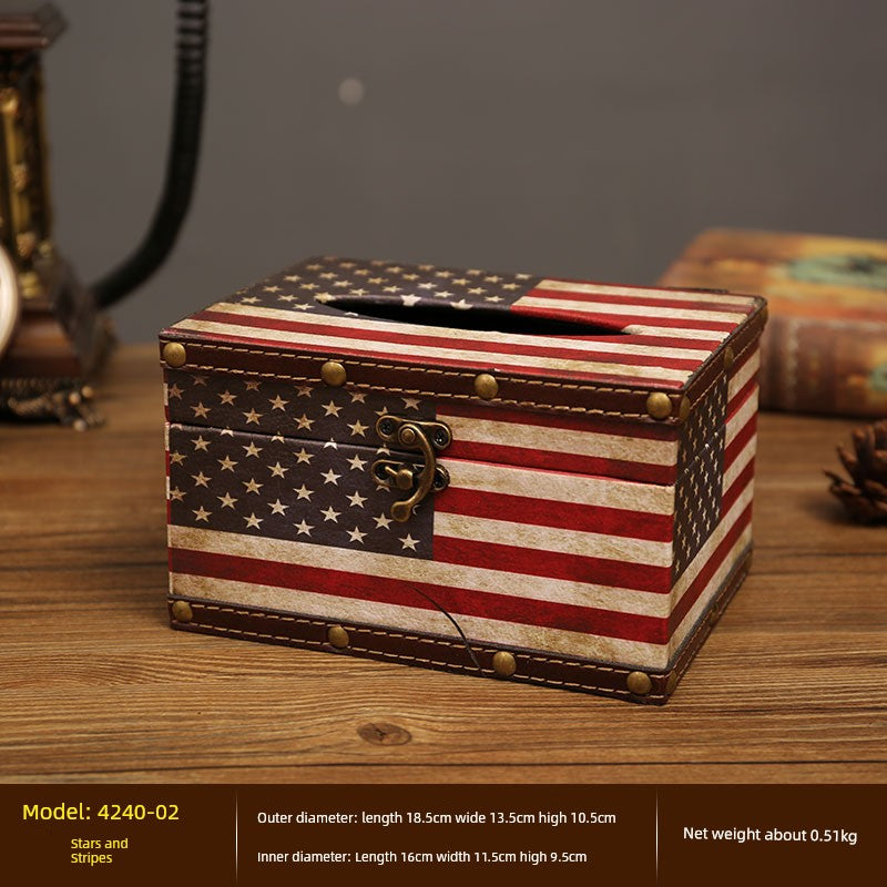 Cute Restaurant High-End American Retro Wooden Tissue Box