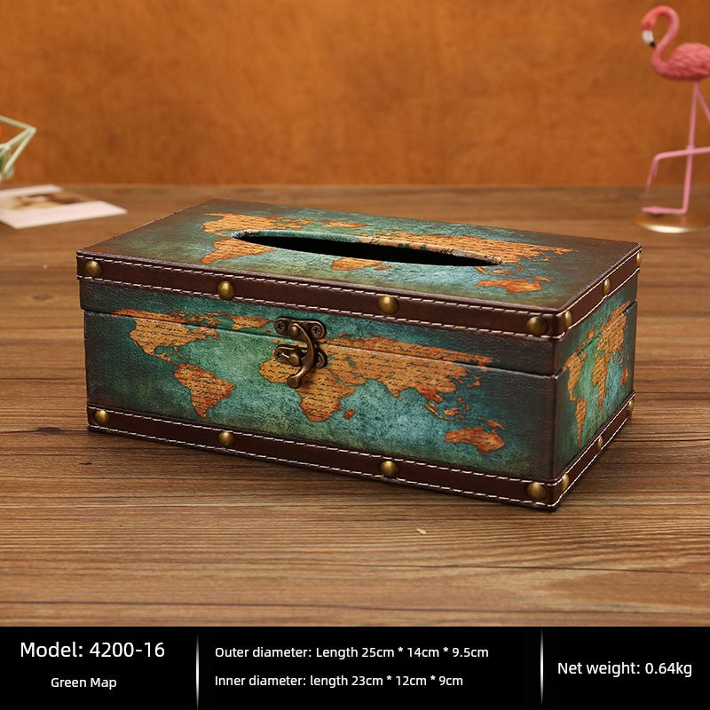 Cute Restaurant High-End American Retro Wooden Tissue Box