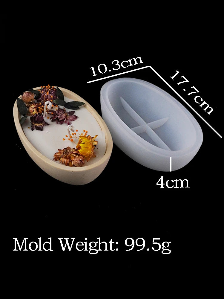 Concrete Oval Candle Jar Silicone Mold Ship Shape Flowerpot Crafts Plaster Molds DIY Resin Wax Tray Making Molds Home Decor