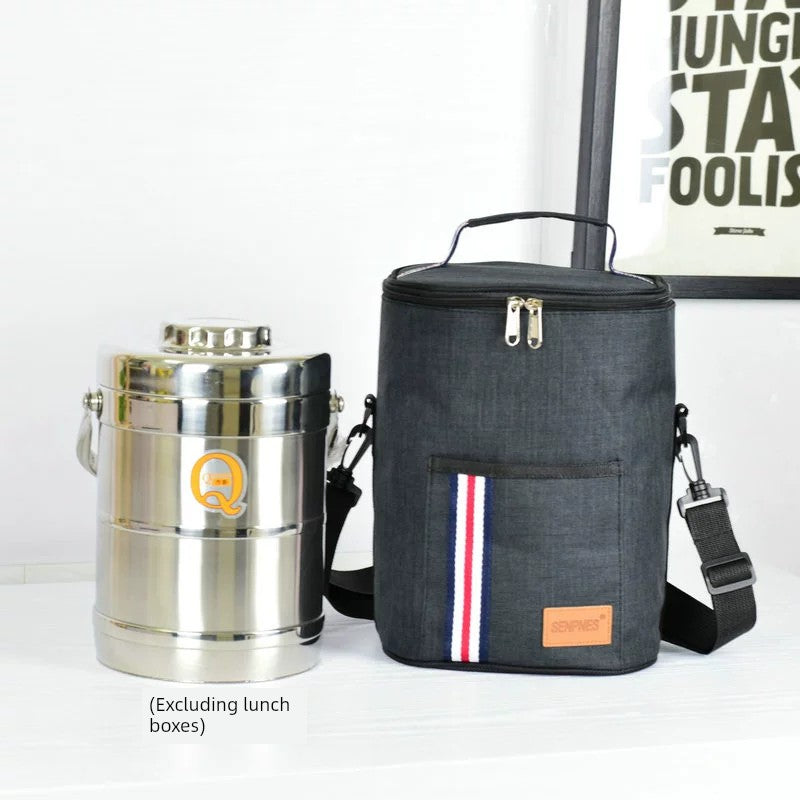 Multi-Layer 2.8 L Insulated Barrel Long Lunch Box Bag