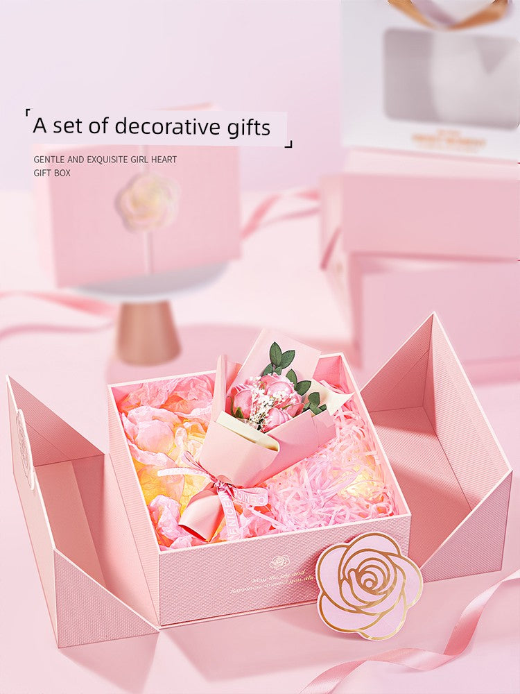 Exquisite Pink Birthday Lipstick Fancy Hand Gift Box