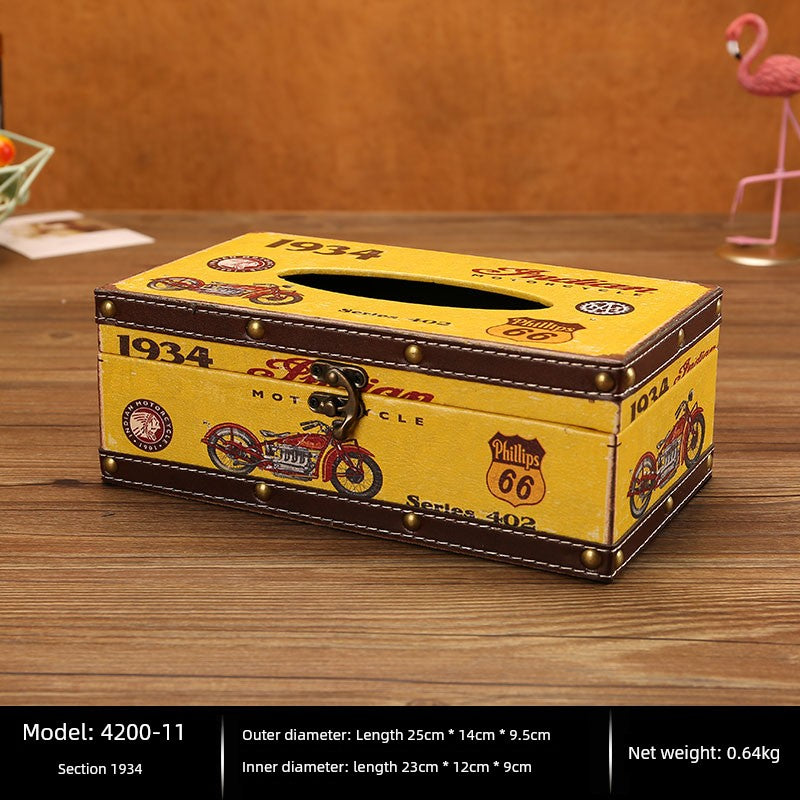 Cute Restaurant High-End American Retro Wooden Tissue Box