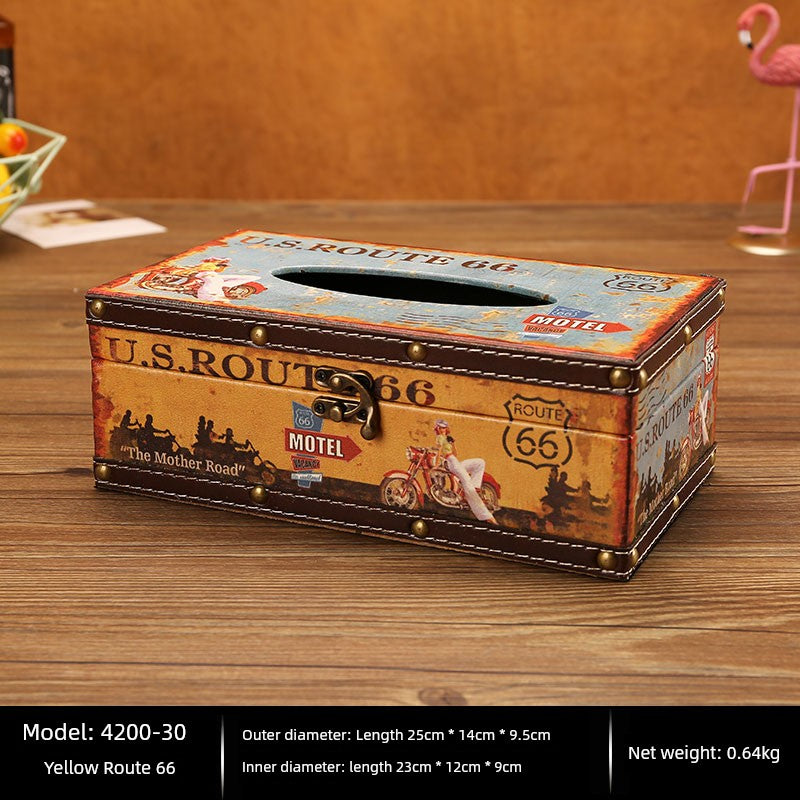 Cute Restaurant High-End American Retro Wooden Tissue Box