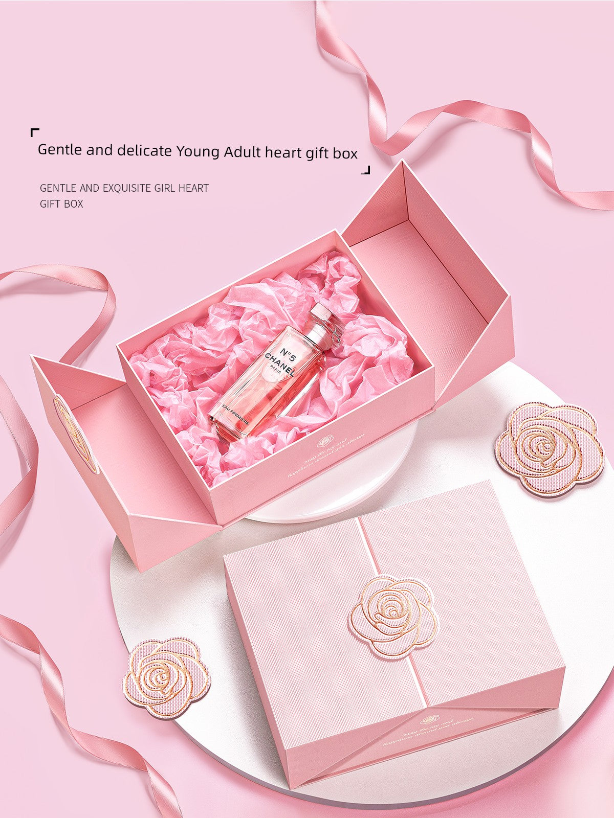 Exquisite Pink Birthday Lipstick Fancy Hand Gift Box