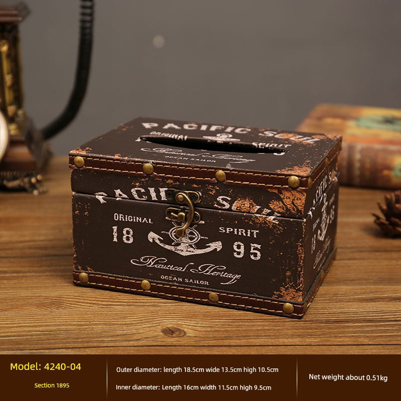 Cute Restaurant High-End American Retro Wooden Tissue Box