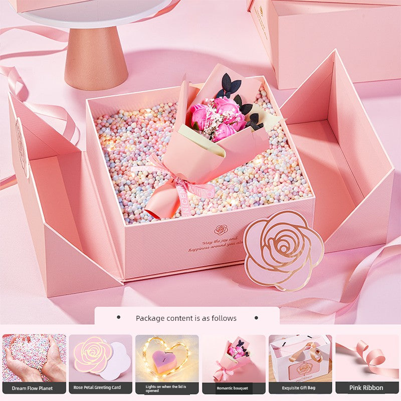 Exquisite Pink Birthday Lipstick Fancy Hand Gift Box