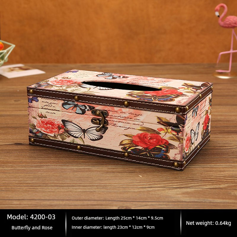 Cute Restaurant High-End American Retro Wooden Tissue Box