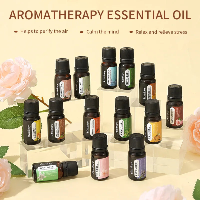 13 Essential Oils for Indoor Humidifiers and Diffusers, 10ml Water Soluble Aromatic Plant Essential Oil Perfume, Air Freshener