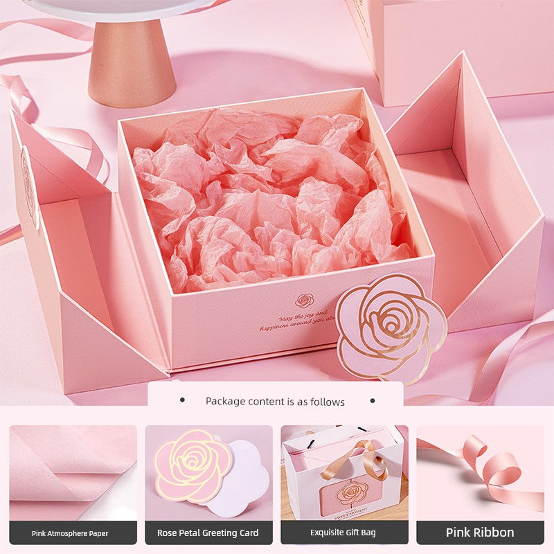 Exquisite Pink Birthday Lipstick Fancy Hand Gift Box