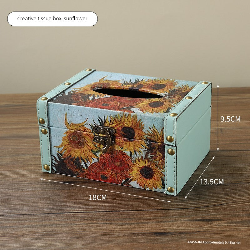 Cute Restaurant High-End American Retro Wooden Tissue Box