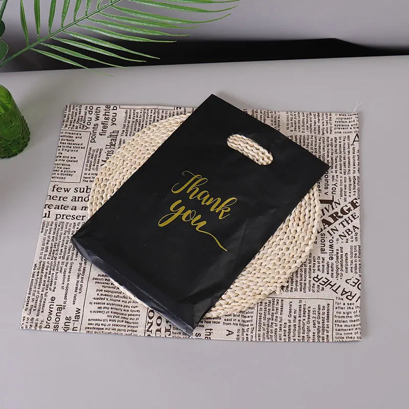 10/20/30pcs Gift Packaging Bags 6 Size Gratitude Handbags Thank you Plastic Shopping Tote Bags Wedding Birthday Bag Flat Pockets