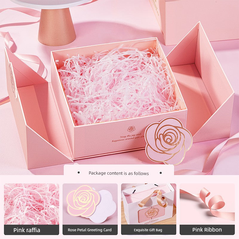 Exquisite Pink Birthday Lipstick Fancy Hand Gift Box