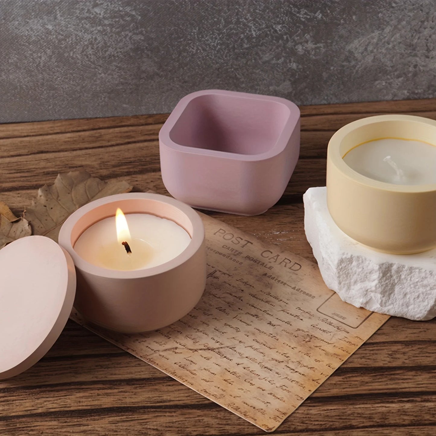 DIY Candle Jar Silicone Mold Gypsum Candle Jar with Lid Resin Mold ,Candle Cup Silicone Concrete Molds