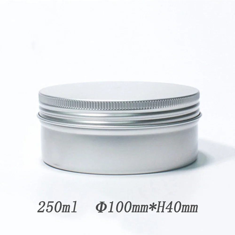 5ml-250ml Aluminum Tin Jars Round Silver Cosmetic Containers With Screw Thread Lid for Lip Balm Face Cream Candle Tea Cans Box