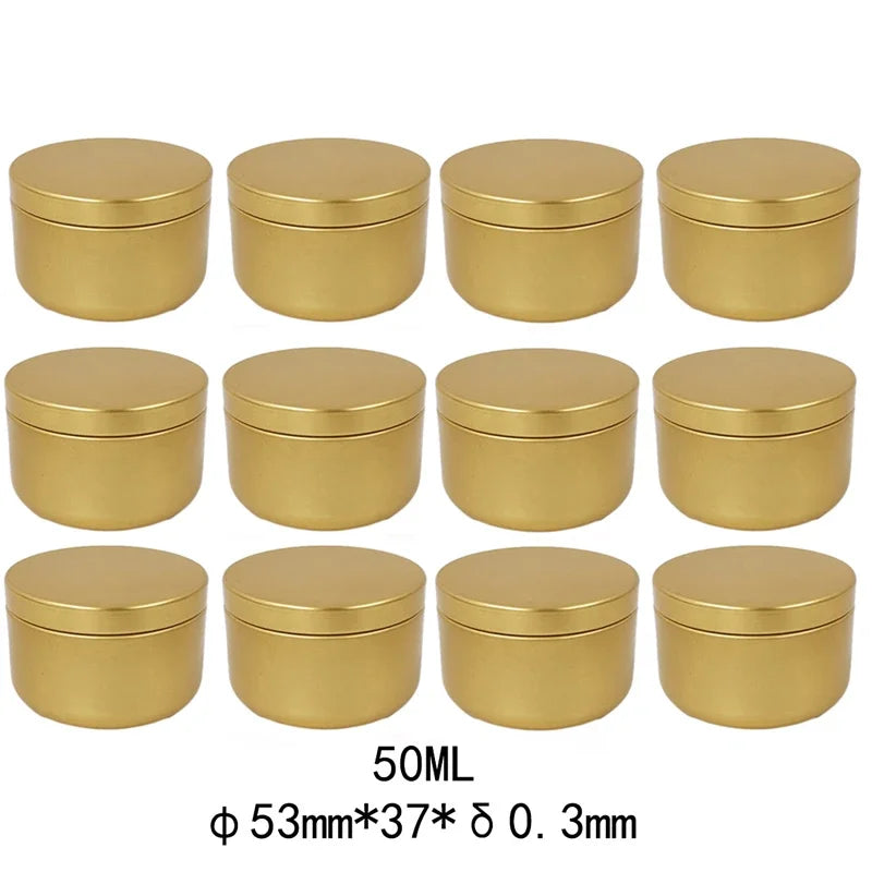 12Pcs Round Candle Tea Jars With Lid Aluminum Travel Tin Candle Storage Container Tea Cans Box Empty Cream Cosmetic Container