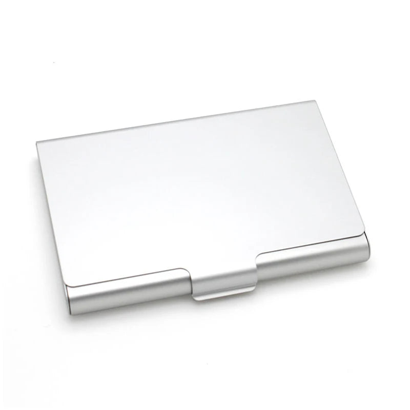 Aluminum Metal Business Card Holder Hand Push Business Card Case  Ultra Thin Frosted Card Packaging Box Office Desk Organizer