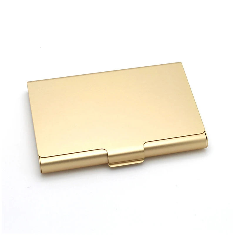 Aluminum Metal Business Card Holder Hand Push Business Card Case  Ultra Thin Frosted Card Packaging Box Office Desk Organizer