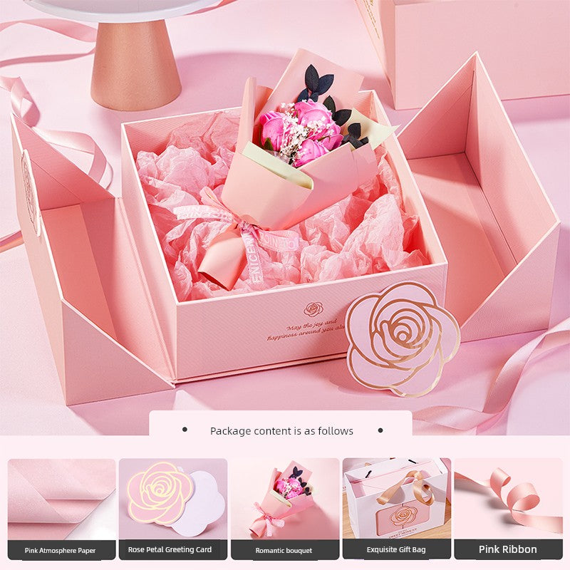 Exquisite Pink Birthday Lipstick Fancy Hand Gift Box