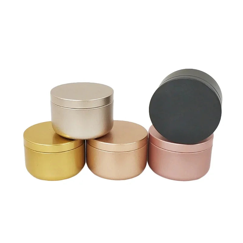 12Pcs Round Candle Tea Jars With Lid Aluminum Travel Tin Candle Storage Container Tea Cans Box Empty Cream Cosmetic Container