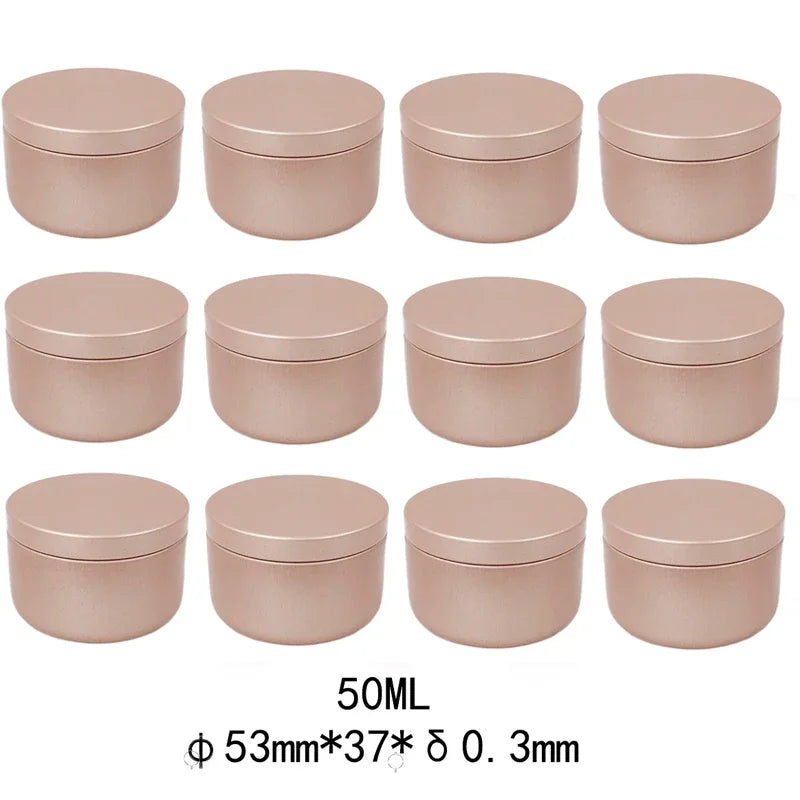 12Pcs Round Candle Tea Jars With Lid Aluminum Travel Tin Candle Storage Container Tea Cans Box Empty Cream Cosmetic Container