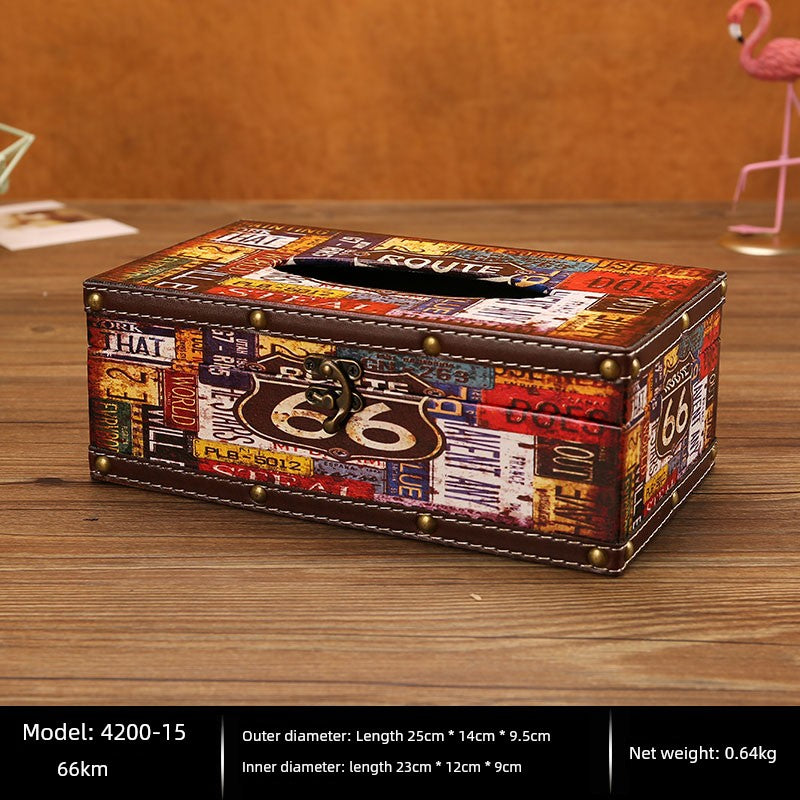 Cute Restaurant High-End American Retro Wooden Tissue Box