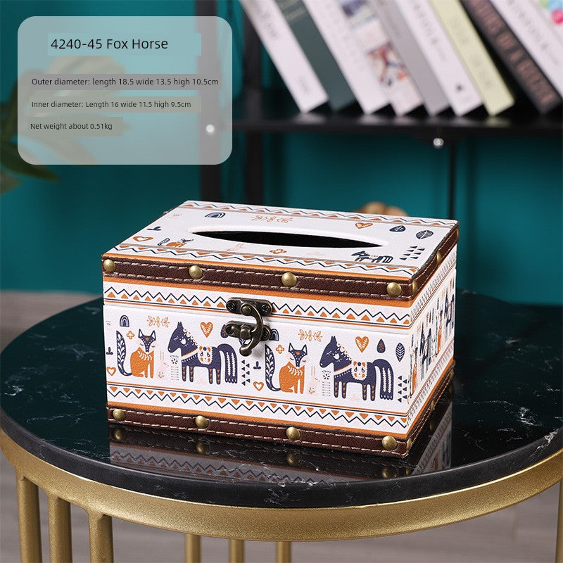 Cute Restaurant High-End American Retro Wooden Tissue Box