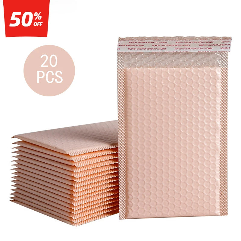 20Pcs Pink Poly Bubble Mailers Padded Envelopes Bulk Bubble Lined Wrap Polymailer Bags for Shipping Packaging Maile Self Seal