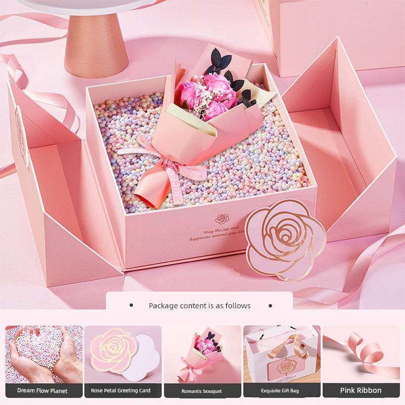 Exquisite Pink Birthday Lipstick Fancy Hand Gift Box