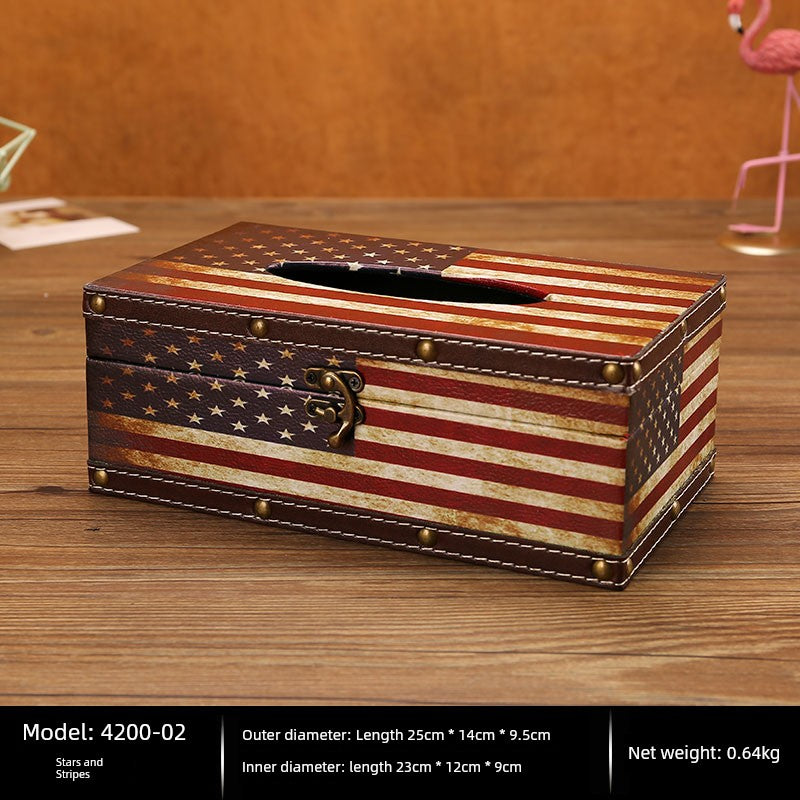 Cute Restaurant High-End American Retro Wooden Tissue Box