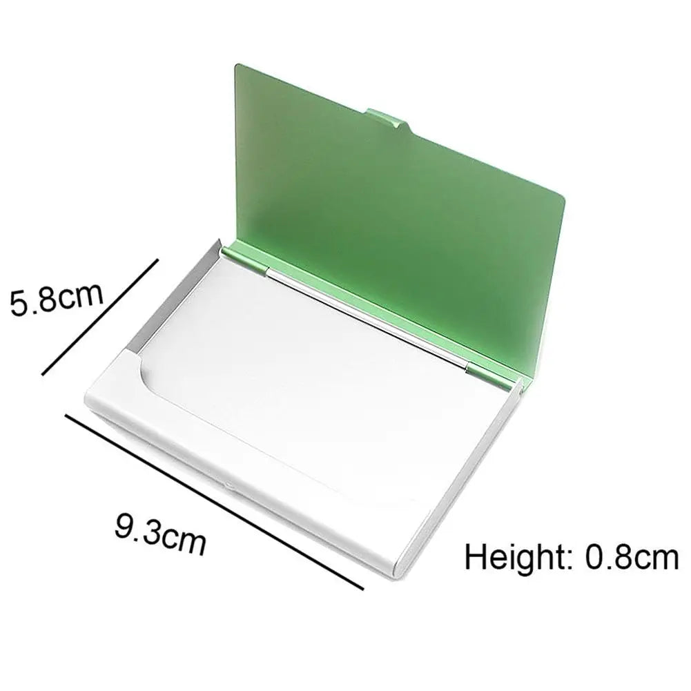 Aluminum Metal Business Card Holder Hand Push Business Card Case  Ultra Thin Frosted Card Packaging Box Office Desk Organizer